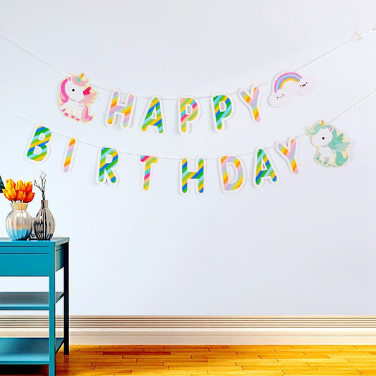 Bunting Flags / Banner Happy Birthday HBD Baby Unicorn