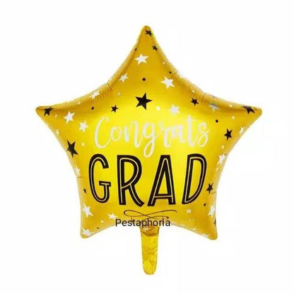 Balon Foil Graduation / Wisuda Congrats Grad Warna Gold Size 45 cm