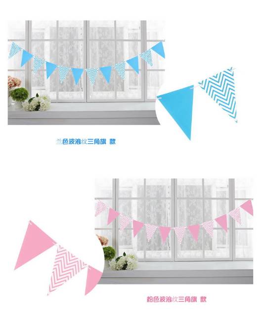 Bunting Flag / Banner Segitiga Metalik Chevron / Zigzag