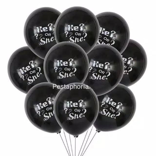 1 set isi 10 pcs Balon Latex Baby Shower Girl or Boy / He or She Set Size 10 inch