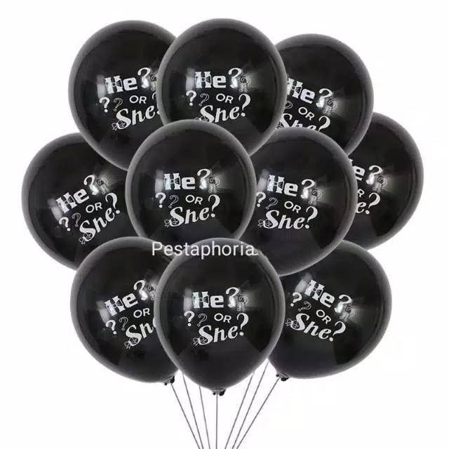 1 set isi 10 pcs Balon Latex Baby Shower Girl or Boy / He or She Set Size 10 inch