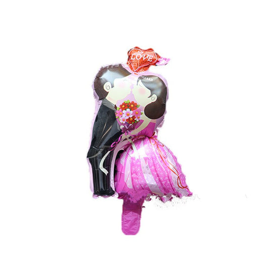 Balon Foil Pengantin Couple Kiss Love Pink Size Mini