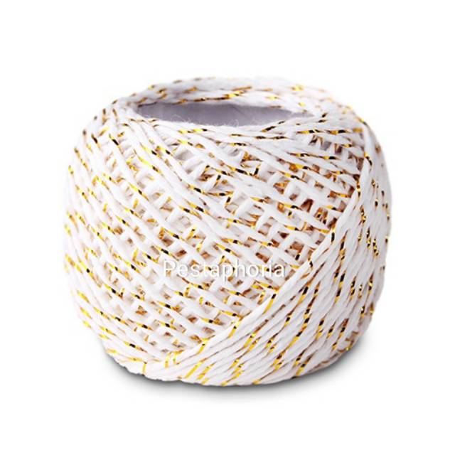1 Roll 20 meter White Gold Twine Rope u/ Box Gift Packaging