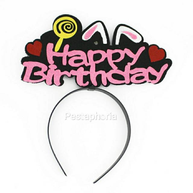 Bando / Headband Flanel LED Happy Birthday