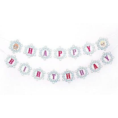 Bunting Flag / Banner Happy Birthday HBD Snowflake / Frozen