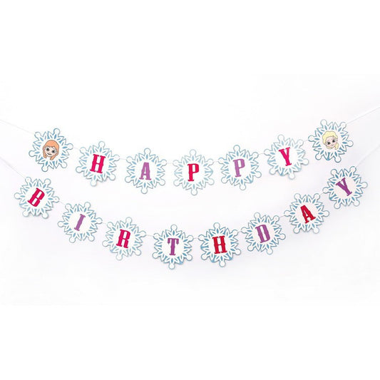 Bunting Flag / Banner Happy Birthday HBD Snowflake / Frozen