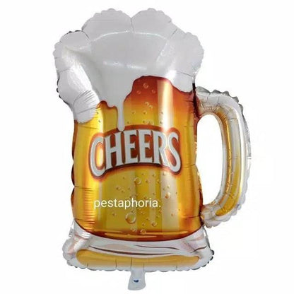 Balon Foil Bottle / Botol & Glass Champagne Jumbo / Lets Party / Cheers / Glitter Gold / Celebrate