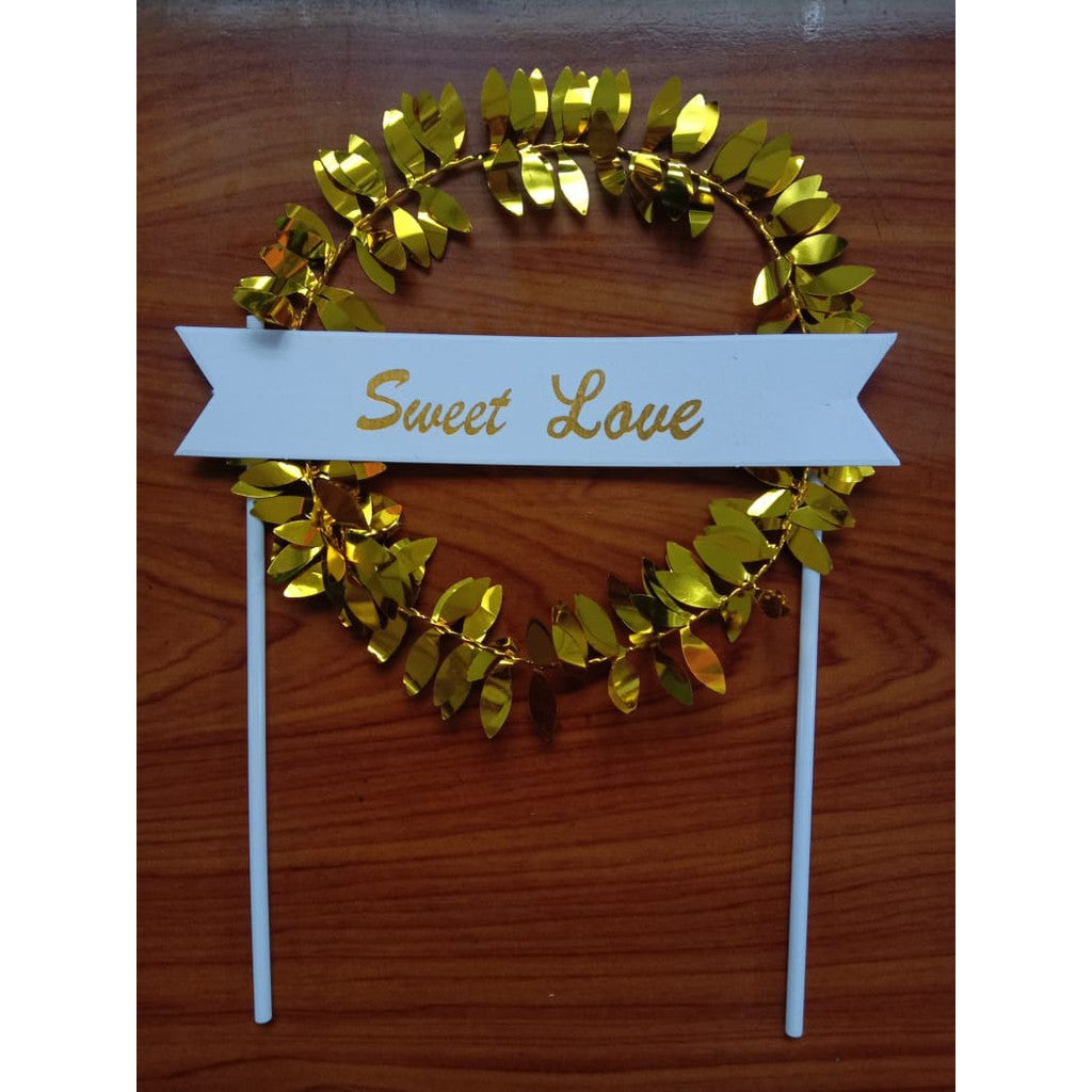 Cake Topper / Topper Kue HBD / Happy Birthday Round Leaf