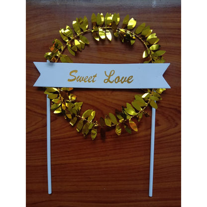 Cake Topper / Topper Kue HBD / Happy Birthday Round Leaf