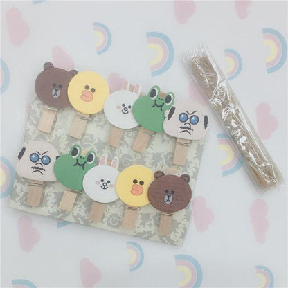 Wooden Clip Set Character / Penjepit Foto Kayu Karakter Kartun / Jepitan Kayu