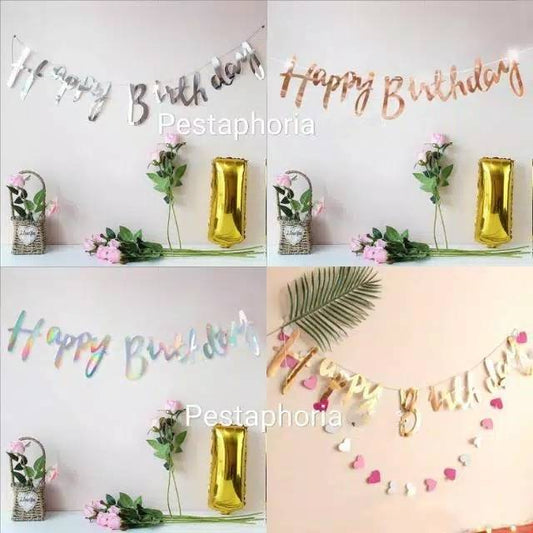 Banner HBD Happy Birthday Latin Laser Cut Sambung