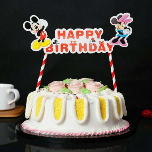 Cake Topper Happy Birthday Mickey & Minnie Mouse