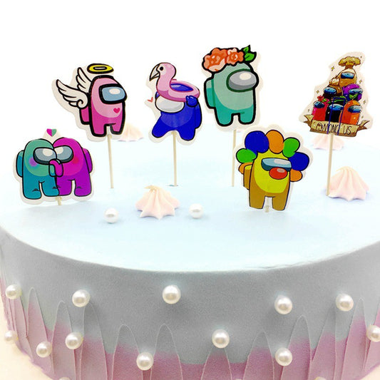 1 Pack isi 24 pcs Cake Topper / Hiasan Kue Karakter Among Us