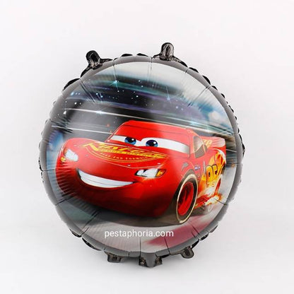 Balon Foil Bulat Cars Double Side Size 45 cm