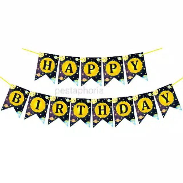 Bunting Flag / Banner Happy Birthday HBD Planet