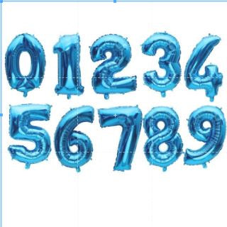 Balon Foil Angka Polos Jumbo 75 cm Warna Biru / Blue