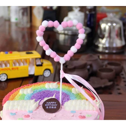 Cake Topper / Topper Kue Pompom Bentuk Hati / Love