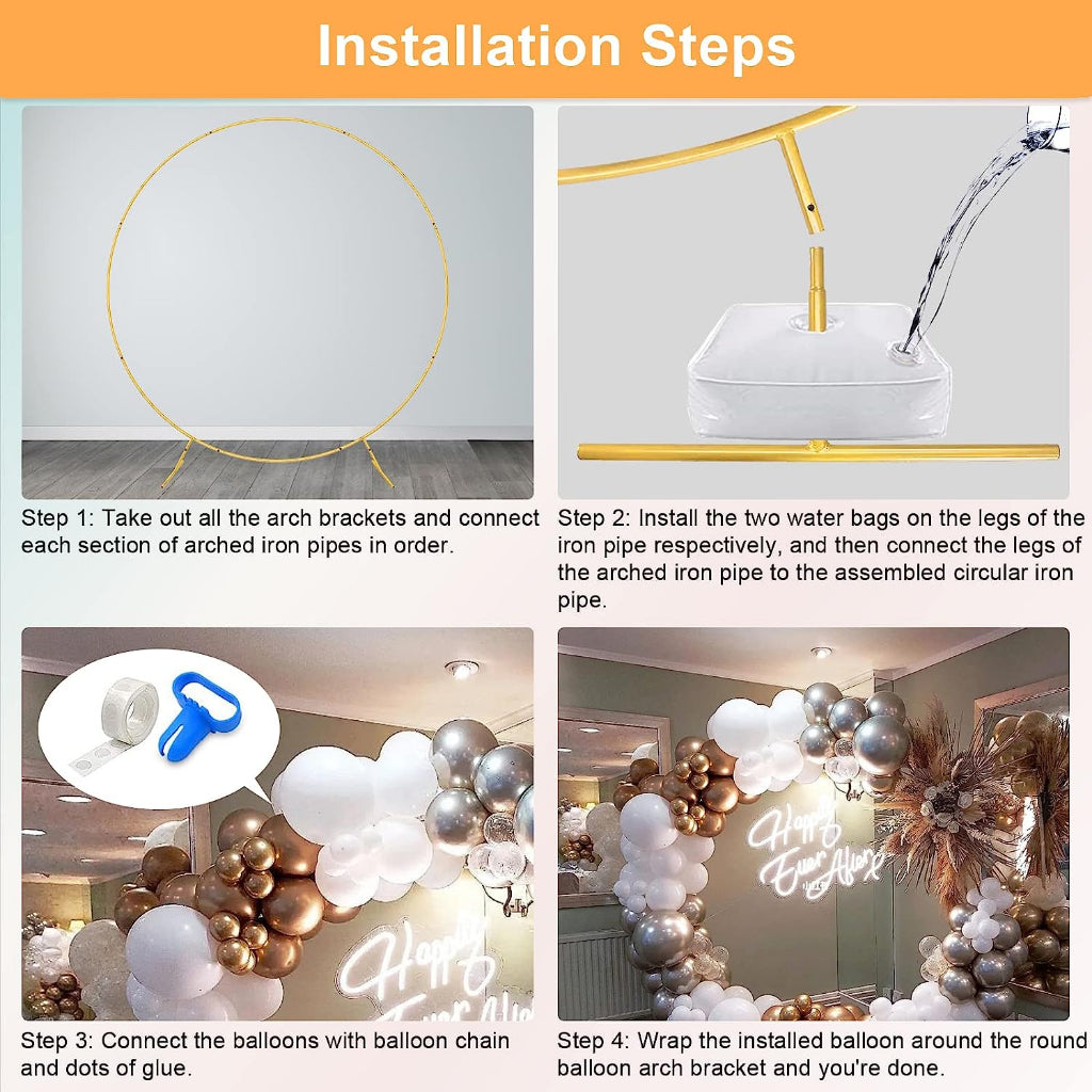 Round Balloon Arch Kit / Circle Balloon Arch Stand Diameter 2m / Stand Balon Bahan Besi Bentuk Lingkaran 2 meter