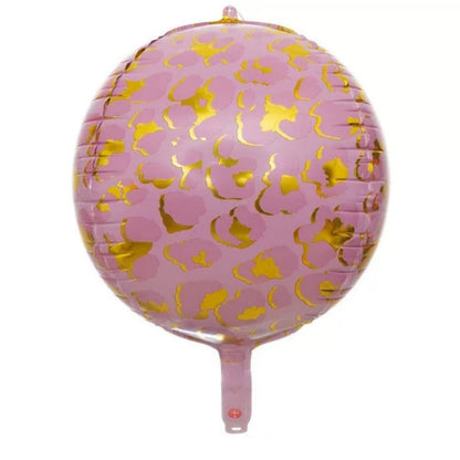 Balon Foil Bulat 4D Satuan Motif Animal Print Hewan Leopard Macan Zebra Jerapah 22 inch