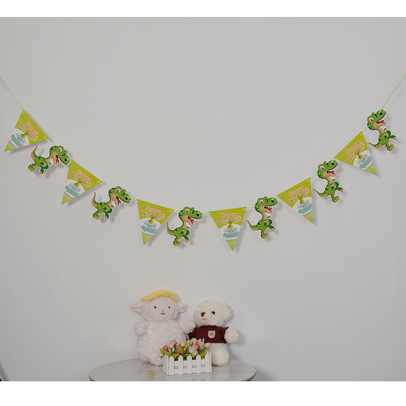 Bunting Banner HBD Happy Birthday Dino / Dinosaurus Segitiga