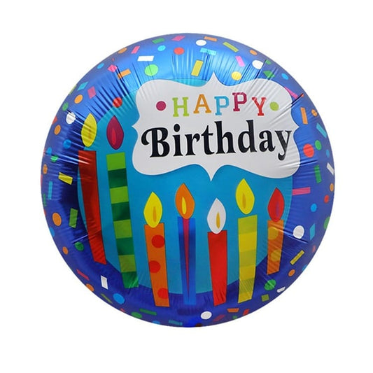 Balon Foil Bulat HBD Happy Birthday Candles Confetti Size 45 cm