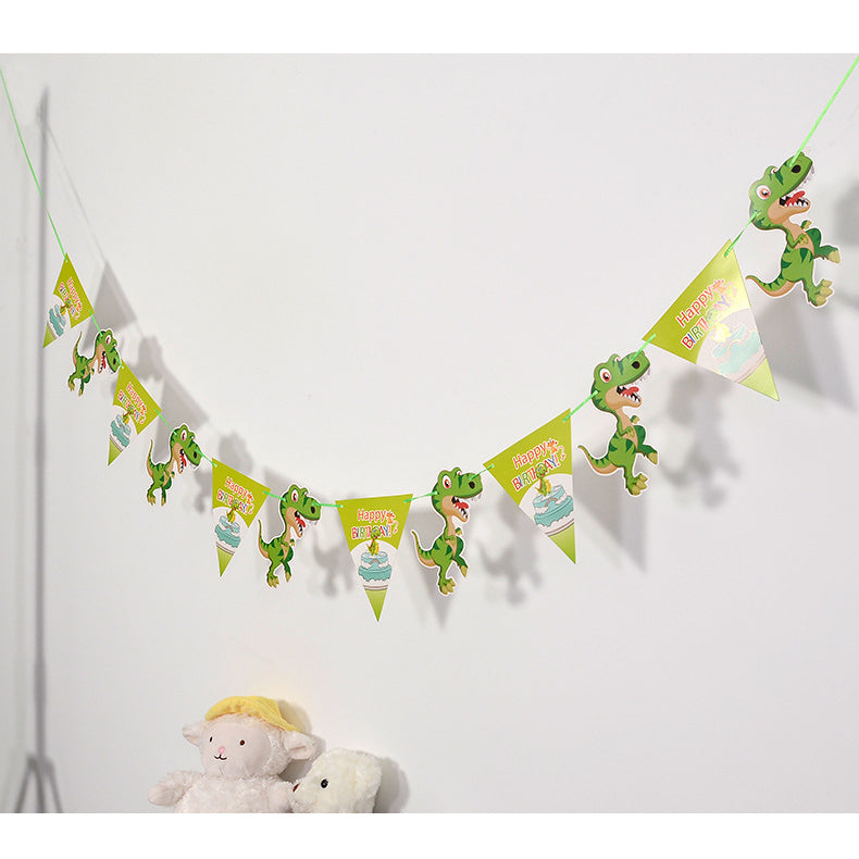 Bunting Banner HBD Happy Birthday Dino / Dinosaurus Segitiga