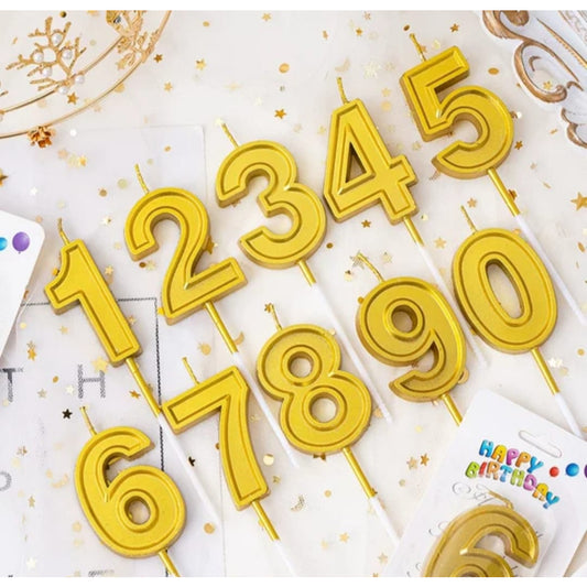 Lilin Angka Ulang Tahun Ultah Jumbo Besar / Birthday Numeric Candle Warna Gold