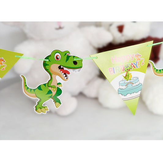 Bunting Banner HBD Happy Birthday Dino / Dinosaurus Segitiga
