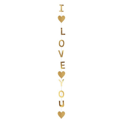 Bunting Flag / Banner I Love You Metalik