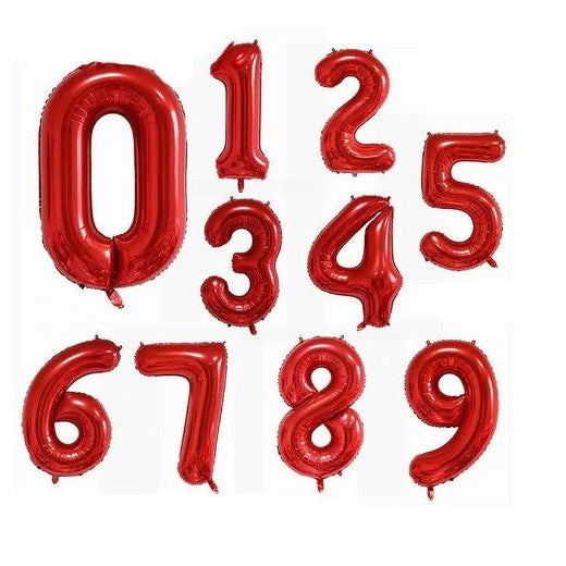 Balon Foil Angka Jumbo Warna Merah Size 100 cm / 40 inch