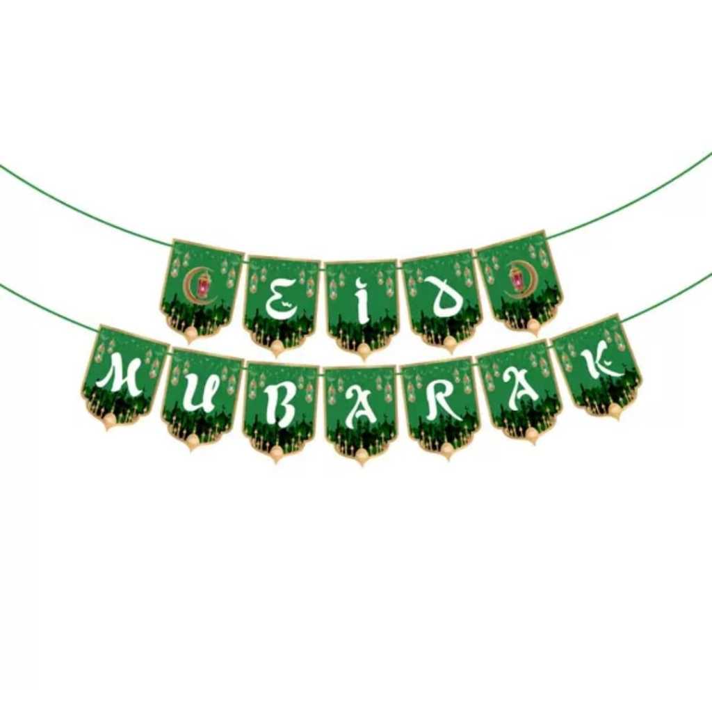 Bunting Flag / Banner Eid Mubarak Dekorasi Lebaran Idul Fitri