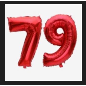 Balon Foil Angka 79 Jumbo Size 100 cm Warna Merah HUT / Kemerdekaan RI