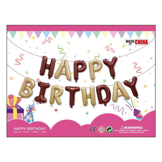 Balon Foil Huruf HBD HAPPY BIRTHDAY Set Coffee Caramel, Caramel