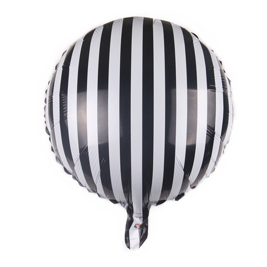 Balon Foil Bulat Stripe Hitam Size 45 cm