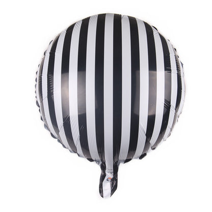 Balon Foil Bulat Stripe Hitam Size 45 cm