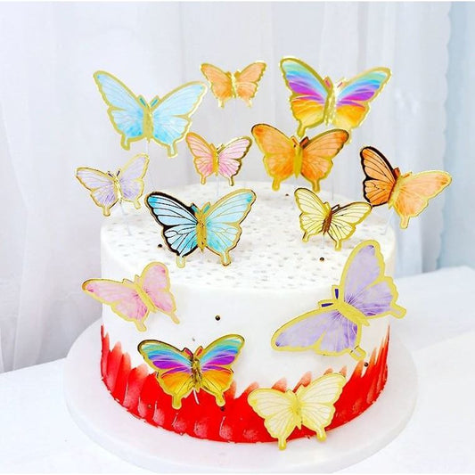 10 pcs DIY Birthday Decoration Butterfly Cake Topper / Hiasan Kue Ulang Tahun Kupu-Kupu