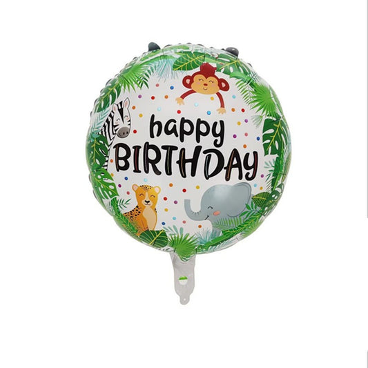 Balon Foil Bulat HBD Happy Birthday Animal Smile Size 45 cm