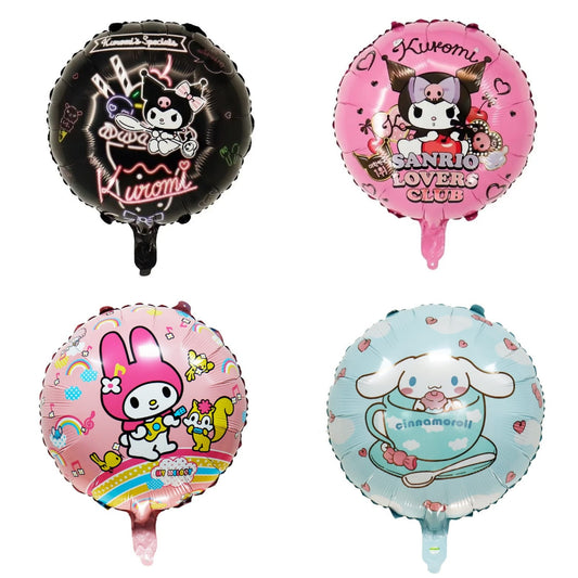 Balon Foil Bulat / Round Sanrio (My Melody, Kuromi, Cinnamoroll) Size 45 cm
