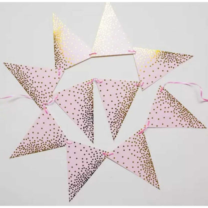 Bunting Flag / Banner Segitiga Metalik Chevron / Zigzag Glitter