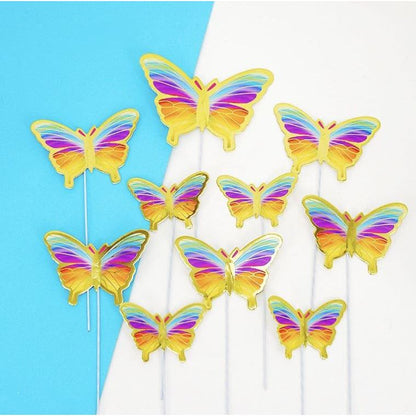 10 pcs DIY Birthday Decoration Butterfly Cake Topper / Hiasan Kue Ulang Tahun Kupu-Kupu