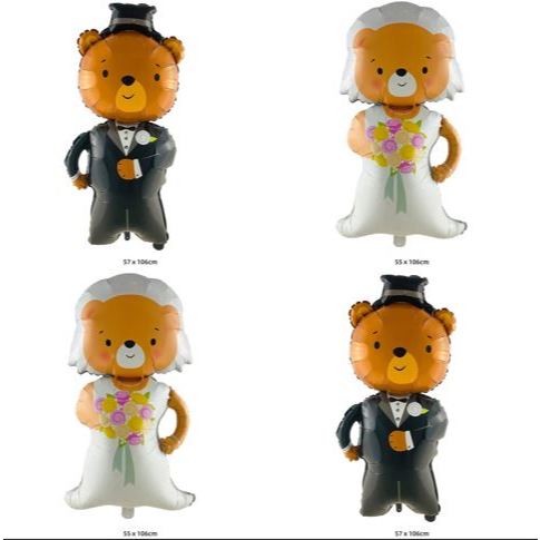 Balon Foil Wedding Bride Bear & Groom Bear Jumbo Size 106 cm