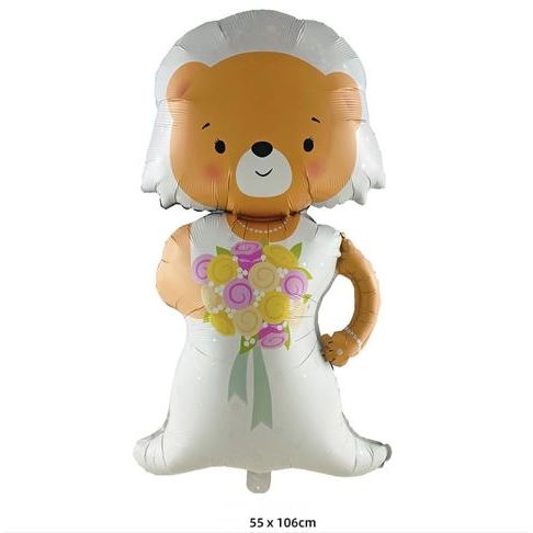 Balon Foil Wedding Bride Bear & Groom Bear Jumbo Size 106 cm