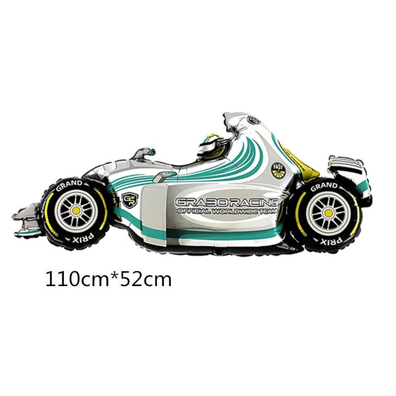 Balon Foil F1 Race Car / Formula 1 Racing Car / Speedy Race Car / Helmet / Checkered / Stripe/ Hot Wheel Tire