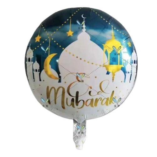 Balon Foil Bulat Lebaran / Idul Fitri / Eid Mubarak Size 45 cm