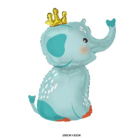Balon Foil Animal / Hewan Crown Elephant Jumbo Size 100 x 83 cm