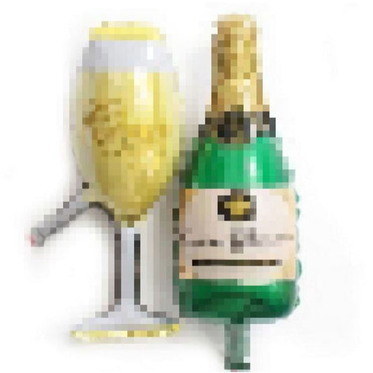 Balon Foil Botol Sampanye & Gelas Mini