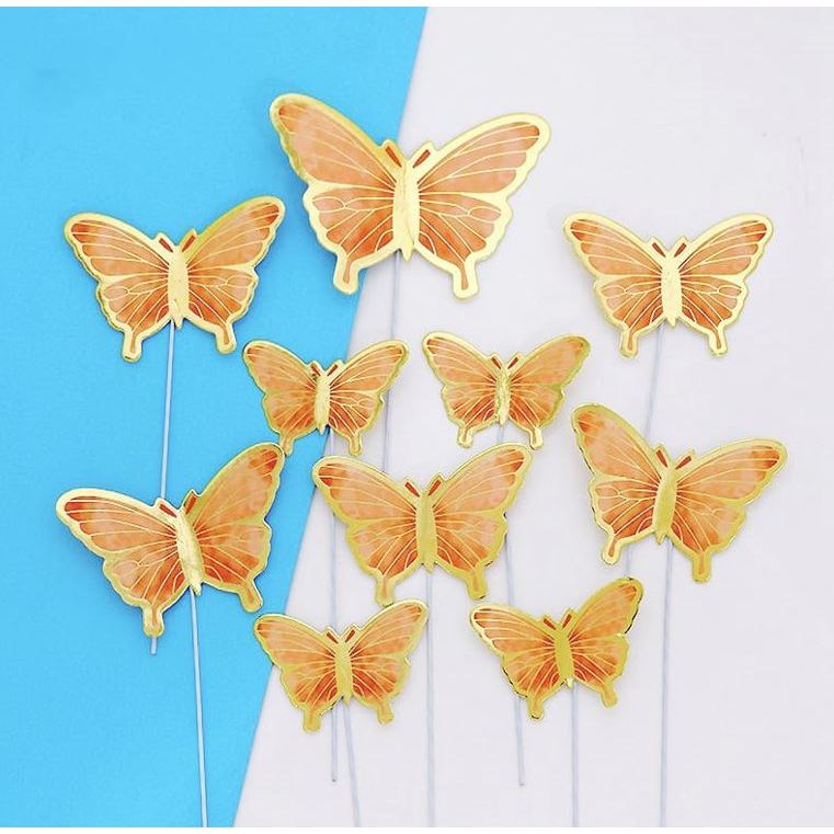 10 pcs DIY Birthday Decoration Butterfly Cake Topper / Hiasan Kue Ulang Tahun Kupu-Kupu