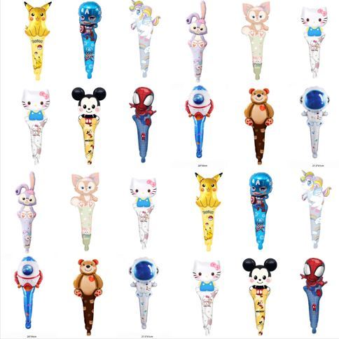 Balon Foil Pentung Panjang Mickey Unicorn Spiderman Spongebob Hello Kitty Pikachu Captain America