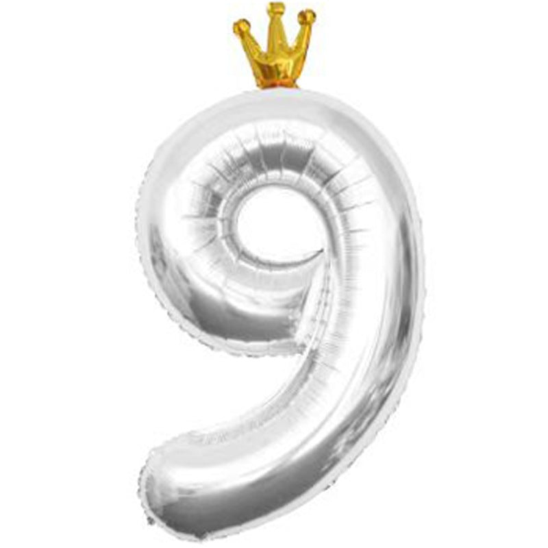 Balon Foil Angka Crown Jumbo Size 100 cm