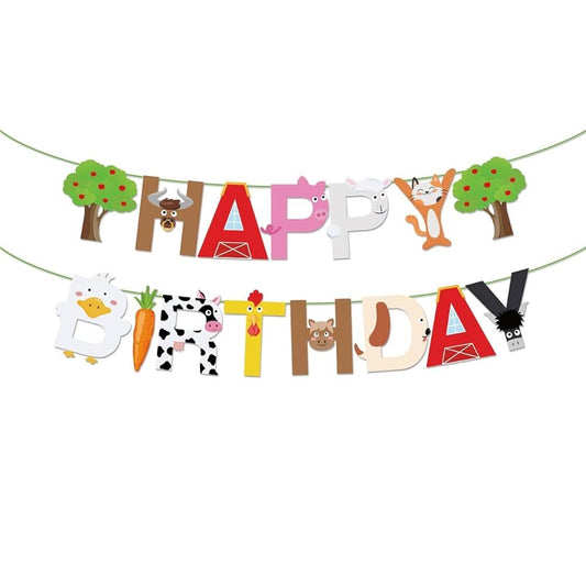 Bunting Flag / Banner Happy Birthday Animal Farm Model Huruf